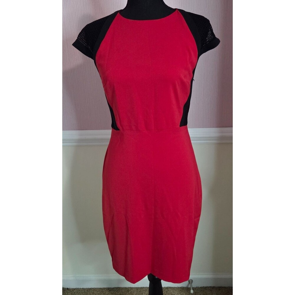 Julia Jordan Pink Black Mesh Bodycon Sheath Dress Womens Size 4 Zip Back